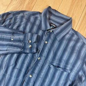 Camicia Kill Button uomo grande blu righe bottoni leggeri manica lunga - Foto 1 di 10