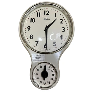 Küchenuhr-Wanduhr Nostalgie ,mit Timer ,Quarz, weiß , Atlanta 6124/0,H30cm-20cm. - Bild 1 von 4