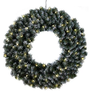 LED Weihnachtskranz außen beleuchtet künstliches Tannengrün mit Schnee Ø 70 cm - Bild 1 von 4