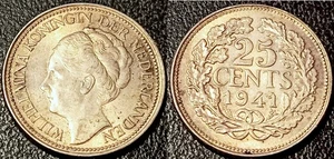 Pays-Bas - Wilhelmina I - 25 cents argent 1941 Utrecht SUP+ ! KM#164 - Foto 1 di 1