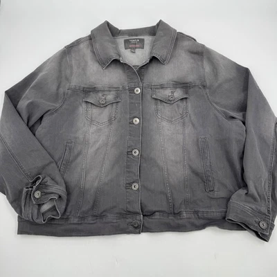 Torrid Gray Denim Jacket Women's Size 3 Button Front Trucker Style Cotton Blend - Image 1 of 4
