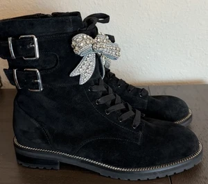 Kurt Geiger 40 / 9 Sutton Schleife Strass verziert Wildleder Kampfstiefel schwarz - Bild 1 von 14