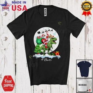 Custom Name Santa Riding Rex; Lovely Christmas Moon Wild Animal; Family Shirt - Picture 1 of 7