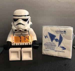 STAR WARS -LEGO Stormtrooper Alarm Clock + SEALED 50 Napkins - Rise of Skywalker - Picture 1 of 17