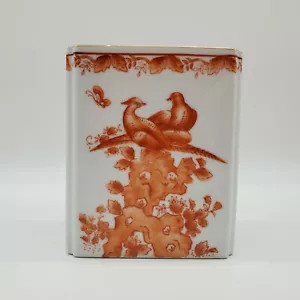 VIntage Asian Flower Vase japan Ceramic Birds Flowers Orange White Peacock - Picture 1 of 7