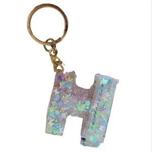 Fortune H Resin Alphabet Letter Keychain Sparkly Glitter Key Chain Bag - Picture 1 of 3