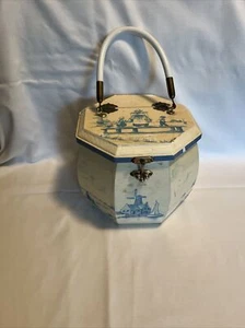 One Of A Kind Hand Painted Wood purse handbag antique vintage heirloom Windmills - Picture 1 of 18