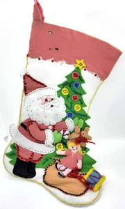 Fertig Bucilla Weihnachtsstrumpf Weihnachtsbaum Spielzeug Filz LESEN - VINTAGE - Bild 1 von 15