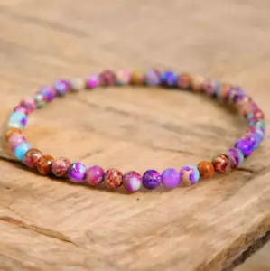 2025NEW 4mm Minimalist Galaxy Sea Sediment Jasper Women Bracelet Birthday Gift - Picture 1 of 12