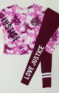 Justice Girl's Size 8 Long Sleeve Tie-Dye LOGO Sweatshirt & Leggings NWT  - Picture 1 of 3