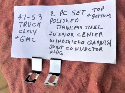 1947-1953 Chevrolet Truck NEW POLISHED SS Inside Windshield Center BRACKETS Pair - Image 1 of 4