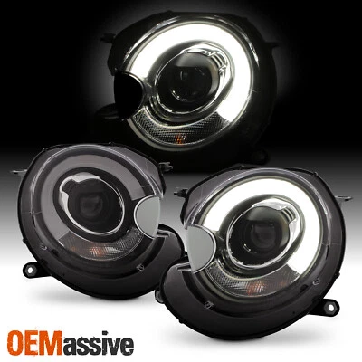 For 07-13 Mini Cooper S Clubman R55 R56 Black LED Tube Projector DRL Headlights - Image 1 of 4