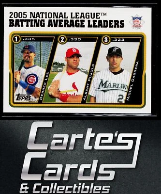 Albert Pujols Miguel Cabrera Derrek Lee 2005 Topps Update #UH142 Avg. Leaders - Image 1 of 2