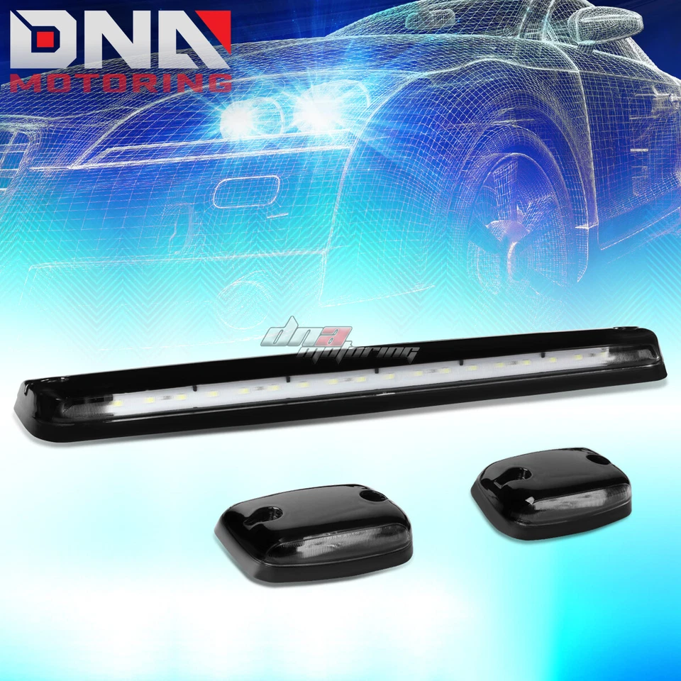 PARA 07-13 SILVERADO/SIERRA 3X TECHO CABINA NEGRO LUCES MARCADORAS LED BLANCAS LÁMPARAS Foto 1 de 4