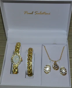 Paul Salatini Damenuhr Geschenk & Schmuck Sets Neu im Karton (2358 Gold/Weiß) - Bild 1 von 10