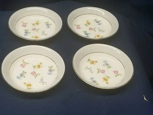 Pope Gosser China POP10 Set/5 Bread/Salad Plates Gray Border/Multicolored Floral - Picture 1 of 5