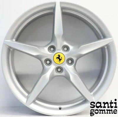 1 CERCHIO FERRARI 488 F8 TRIBUTO PISTA 9 X 20 " ORIGINAL SILVER 318889 307422 - Immagine 1 di 4