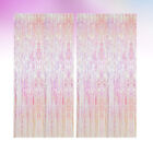 2 Pcs Party Background Tinsel Rain Curtain Decor Metallic Line