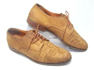 Mens Henry Grethel Shoes SZ 10 D Brown Weave Oxford Laceup Dress Shoes - Picture 1 of 8