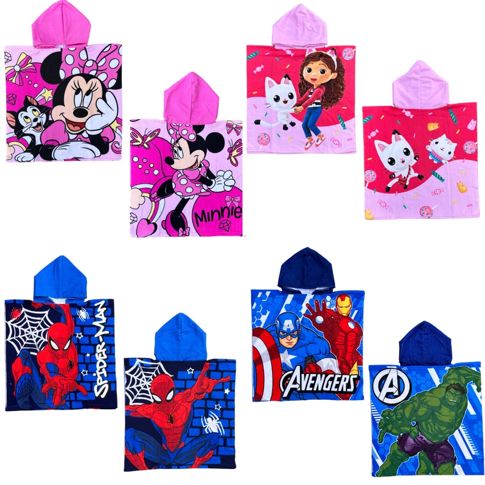 Poncho mare Accappatoio in microfibra Minnie Avengers Spiderman Gabby's Dolls - Immagine 1 di 1