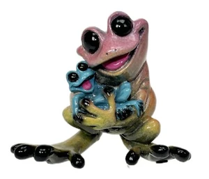 Rock a By Baby Kitty’s Critters Frog 3” Figurine Porcelain Mom Baby Sculpture - Picture 1 of 8