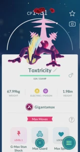 Pokémon Go ⚡Gigantamax Toxtricity⚡ - Low Key Form Or Amp Form - Non Shiny - Imagen 1 de 1