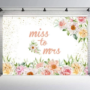 Fondo de vinilo floral rosa de 10x8 pies Miss to Mrs para ducha nupcial - Imagen 1 de 11