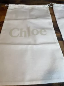 CHLOE DUST BAG COTTON SHOES/HANDBAG 14" X 8.5" WHITE Set Of 2 NWOT - Picture 1 of 9