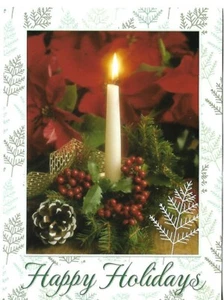 Greeting Card  4.5 x 6" Candle Surrounded by Berries and Pine - Picture 1 of 3