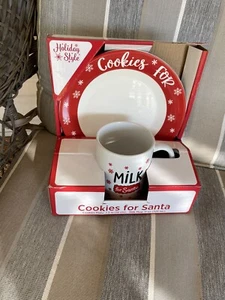 Biscotti stile natalizio per Babbo Natale piatto e tazza set decorazioni natalizie ceramica 7,5/11 oz - Foto 1 di 10