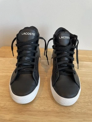 Lacoste Boys Black Lace Up Faux Leather Sneakers US Size 1 (EUR 32) - Image 1 of 4