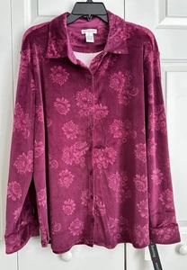 HASTING & SMITH DAMEN OBERTEIL 2X SAMT ROSA GEBLÜMT GEKNÖPFT LANGARM KRAGEN - Bild 1 von 7