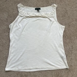 Lauren Ralph Lauren Cotton White Macrame Tank Top - Picture 1 of 6