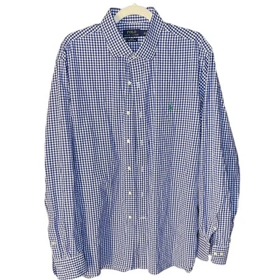 Polo by Ralph Lauren Blue and White Checkered Gingham Oxford Shirt 17.5 36/37 - Image 1 of 4