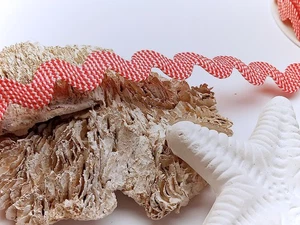 Cordón puntiagudo cinta zigzag ribete arco rayas rojo-blanco marino 12 mm - Imagen 1 de 2