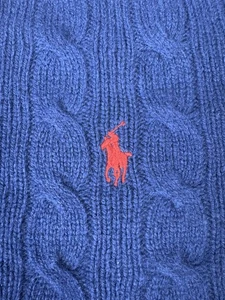POLO Ralph Lauren Pullover mit Zopfmuster Wolle Kaschmir Blau Herren 2XL - Bild 1 von 6