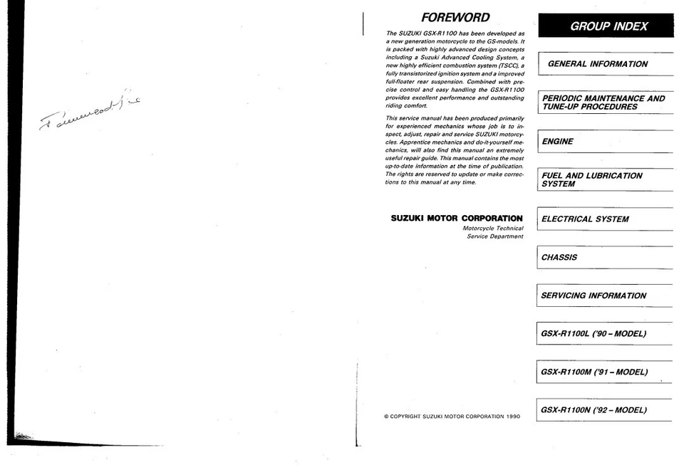 MANUALE RECENSIONE OFFICINA RIPARAZIONE PDF SUZUKI GSXR 1100 (90-92) SERVIZIO... - Immagine 1 di 1