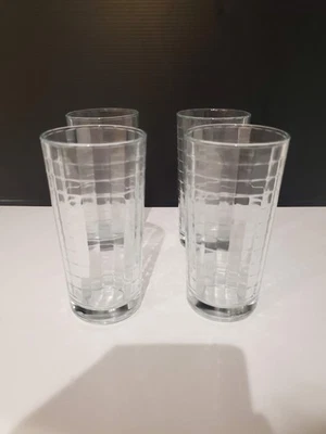 VTG. Set of four  MCM Pasabahce Optic Block Windowpane design 8 oz juice glass - Image 1 of 4