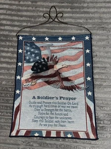A Soldier's Prayer Patriotic American Eagle Tapestry Wall Hanging Vintage ๐บ๐ธ - Picture 1 of 5