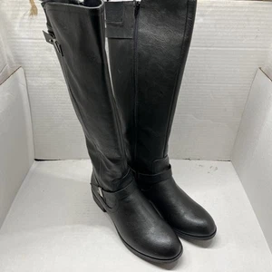 Call It Spring Knee High Tall Boots Womens Size 11 Aurelle Black Leather - Picture 1 of 8
