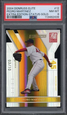 2004 DONRUSS ELITE GOLD STATUS DIE CUT#12 PEDRO MARTINEZ #/10 PSA 8 POP 1 - Image 1 of 2