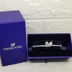 Women Elegant Jewelry Christmas Gift Swarovski Swan Blue White Bangle Bracelet - Picture 1 of 3