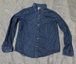 Old Navy Button Shirt Men Medium Slim Fit Blue Denim Long Sleeve - Picture 1 of 4