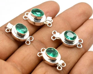 1 Pc Apatite Box Clasp 2 Strand Sterling Silver Plated - Picture 1 of 5