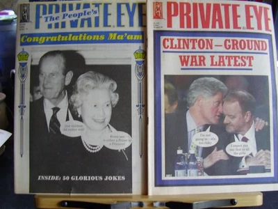 JOB LOT X 23 VINTAGE PRIVATE EYE SATIRICAL MAGAZINES BUSH FERGIE CLINTON QUEEN - Image 1 of 4