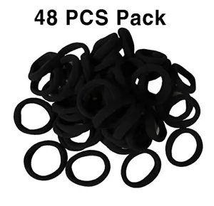 48 PCS Elastic Hair Ties Ponytail Holder Rubber Bands Scrunchies Black