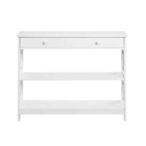 Town Square 39.5 in. White Console Table with 2 Shelves, Rectangular Wood - Picture 1 of 4