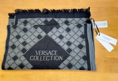 Auténtica bufanda para hombre Versace Collection negra y gris Foto 1 de 4