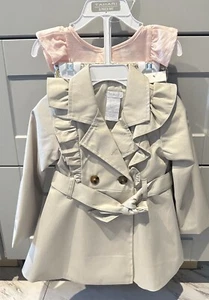 T Tahari 3 Piece Set Baby 1-2 Years Coat Pants Shirt Holiday Holly Berries Sweet - Picture 1 of 3