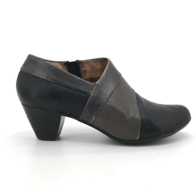 Taos Womens Triumph Shooties Boots Black Leather Color Block Ankle Cone Zip 7 38 - Image 1 of 4